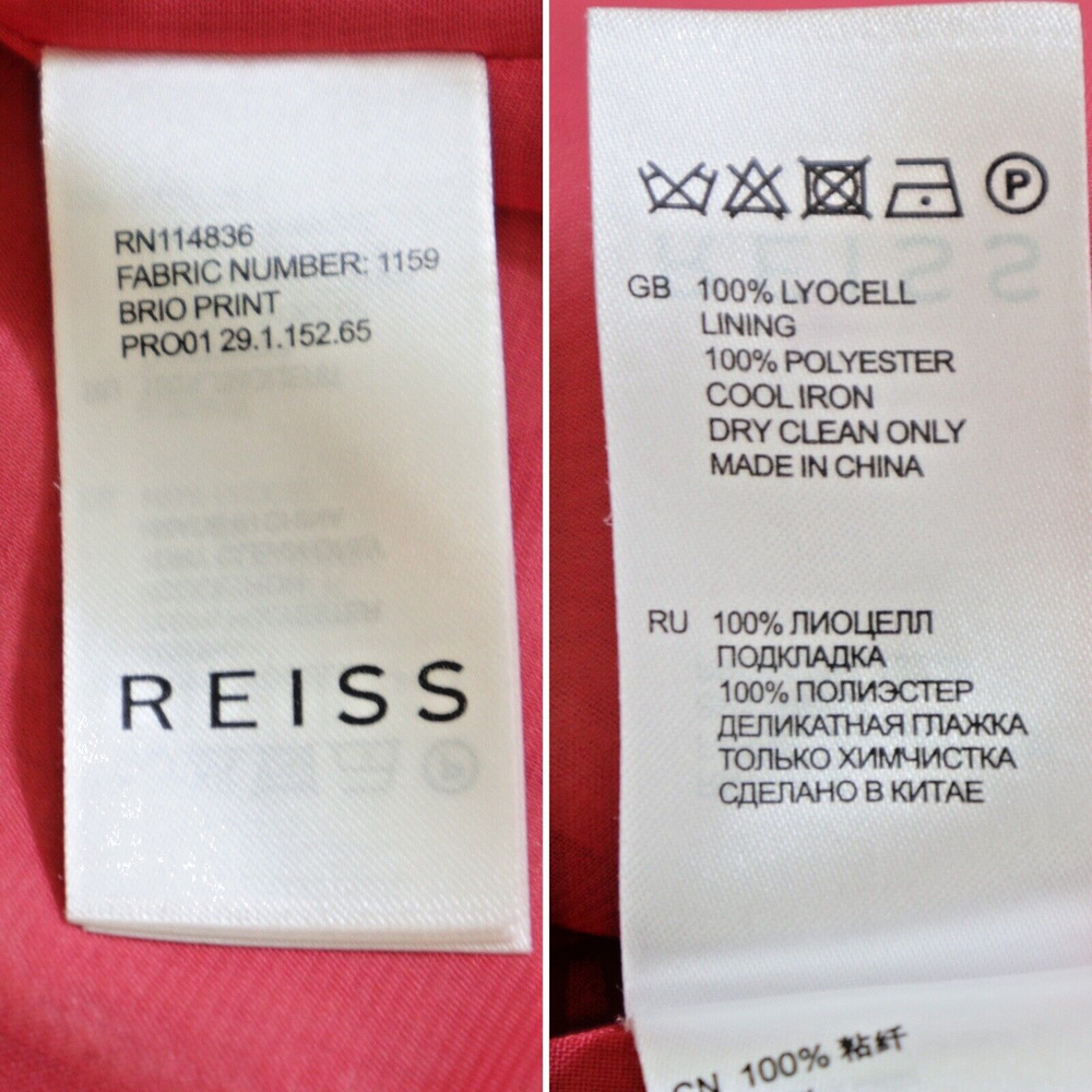 Reiss US 6 Brio Abstract Print Dress Tie Waist Shift Pink Cream - Picture 11 of 11